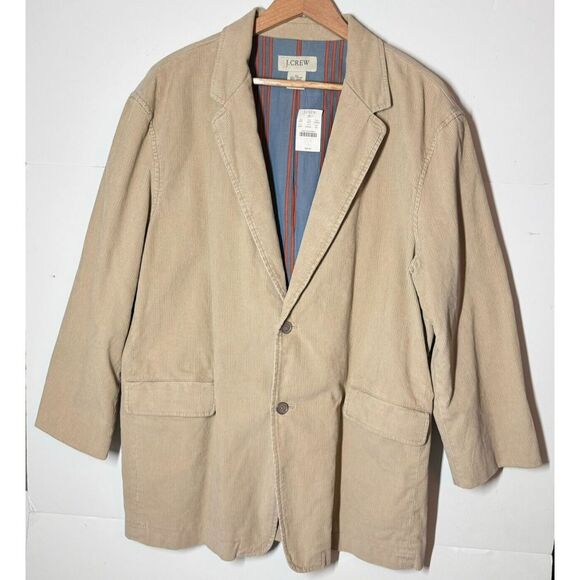 Vtg J‎ Crew Corduroy Blazer Mens XL NEW Tan Brown Academia Classic Deadstock